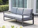 Green4ever Aluminum Patio Furniture Sofa, All-Weather Modern Metal Outdoor 3-Seat Couch with Removab