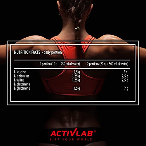 Foto von Activlab BCAA Xtra Instant 500g, 5000mg Aminosäuren, 3500mg L-Glutamin, Unterstützt Muskelwachstum und Regeneration - Ideal für Ausdauer und Bodybuilding - Optimaler Grapefruit-Geschmack, BCAA 2:1:1