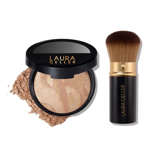 LAURA GELLER NEW YORK Baked Balance-n-Brighten Foundation with Kabuki Brush Makeup Set Light