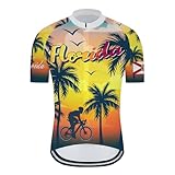 BJQ Florida State Cycling Jersey Men's Florida Flag Cycling Wear Short Sleeve...