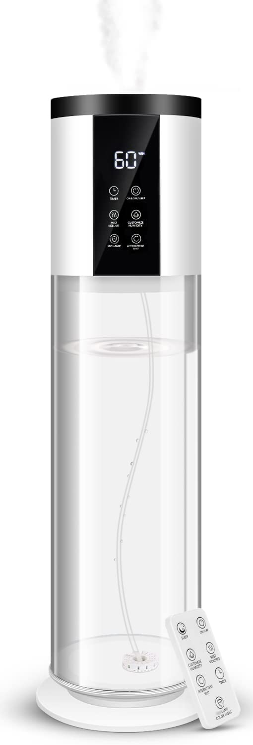 Humidifiers for Large Room, 2.64Gal/10L Quiet Humidifier with Clear
