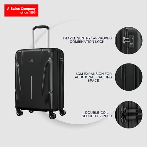 Image of WENGER, Ryon, Medium Hardside Check-in Suitcase, 75 litres, Black, 653733, Swiss Designed