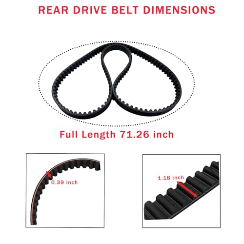 Image of Rear Drive Belt 128T 1-1 /8 inch Aramid Belt 71.26 inch L x 1.18 inch W Compatible with Sportster 883 1200 Hugger XL XLH 1200C 883C 1200S 1991-2003, Replace 40022-91 58-420 1204-0042