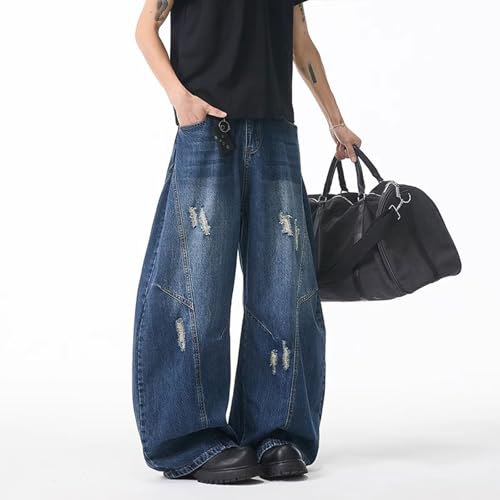 Men's Baggy Jeans Camouflage Barrel Leg Denim Cargo Pants Casual Loose Wide Leg Skater Denim Pants with Big Pockets2