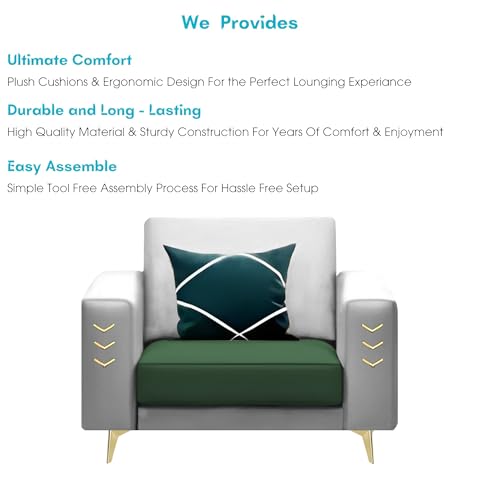 Image of Casaliving Falco 1 Seater Sofa Set for Living Room (Green Grey Fabric) Premium Fabric Sofa