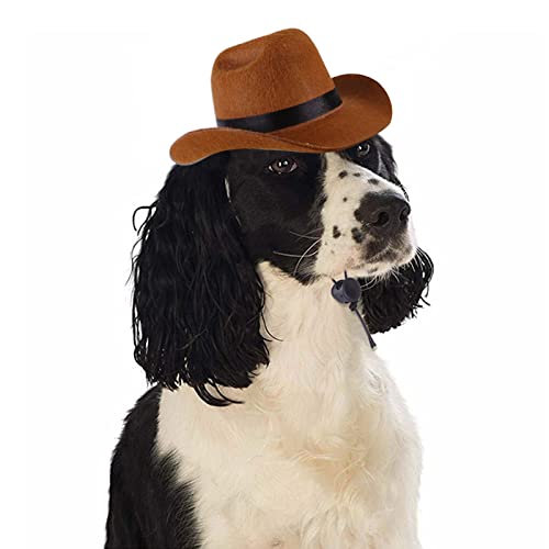 WideSmart Cowboyhut für Hunde und Katzen,Hut für Hund Cat, mit Bandana-Schal, Mini-Haustierkostüm für Halloween,Geeignet für Welpen und Kätzchen, Haustierparty-Urlaub und Tägliche Dekoration
