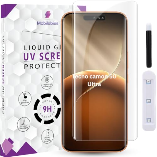 Image of Premium HD+ UV Tempered Glass Screen Protector For Tecno Camon 50 Ultra 5G (6.78 Inch, Pack of 1) Full Adhesive UV Curved Screen Protector Case Friendly HD Clarity with installation kit