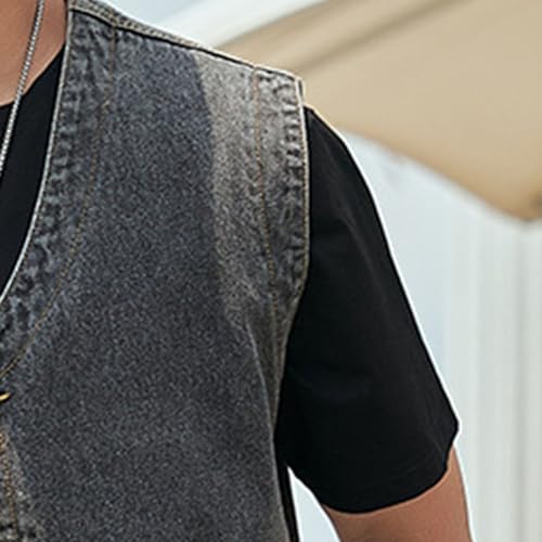 Men's Casual Oversized Denim Vest Double Pocket Sleeveless Jean Men Jacket Big & Tall Outdoor Work Vests4