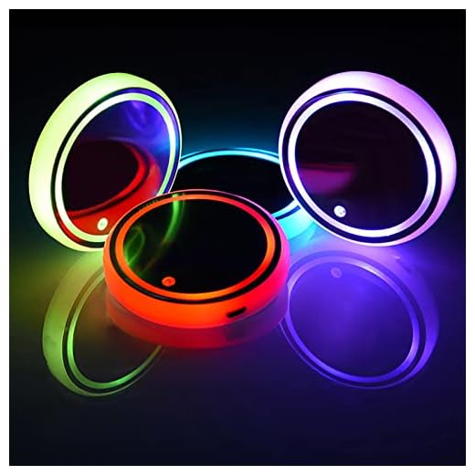 FAMKIT Bilkoppshållare LED-lampor, 7 färger som ändras USB-laddningsmatta interiör atmosfärlampa dekoration lampa för fest sovrum