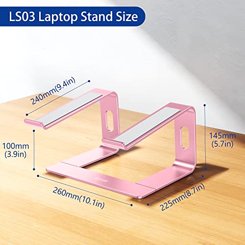 BESIGN LS03 Aluminum Laptop Stand, Ergonomic Detachable Computer Stand, Notebook Holder Compatible with Air, Pro, Dell, HP, Lenovo More 10-15.6" Laptops, Pink - Thumbnail 4