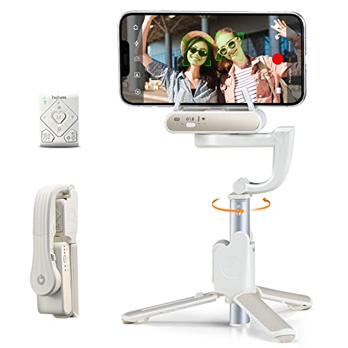Selfie Stick Gimbal Stabilizer, Face Tracking & 360Â° Rotation Tripod with Wireless Remote, 1-Axis Gimbal for iPhone 13 Pro Android Video hohem iSteady Q-White Handheld
