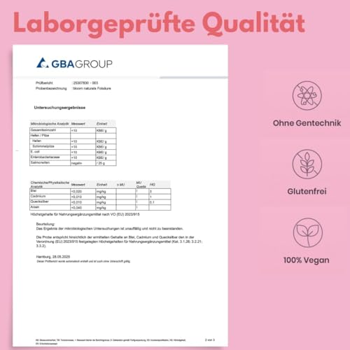 Folsäure 400µg - 400 Tabletten - hochdosiert - laborgeprüft mit Zertifikat - 100% vegan - Jahresvorrat - Verpackung kann variieren