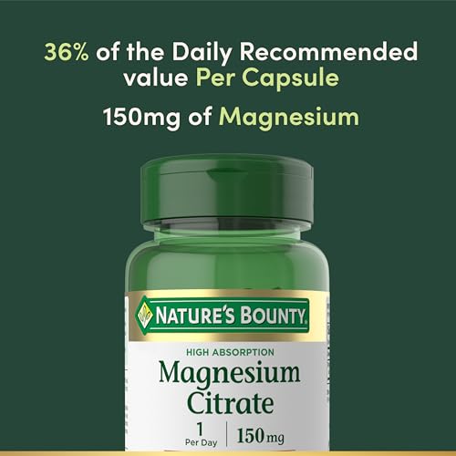Image of Nature's Bounty Magnesium Citrate, High Absorption Magnesium Supplement for Whole Body Health with 150 mg Magnesium, Vegetarian, Gluten Free, 90 Capsules
