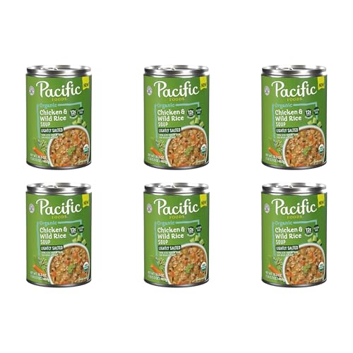 Pacific Foods Organic Lightly Salted Chicken and Wild Rice Soup, 16.3 oz Can (Pack of 6)