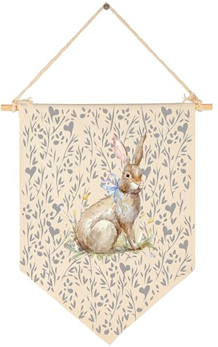 Cute Bunny Woodland Banner Above Crib