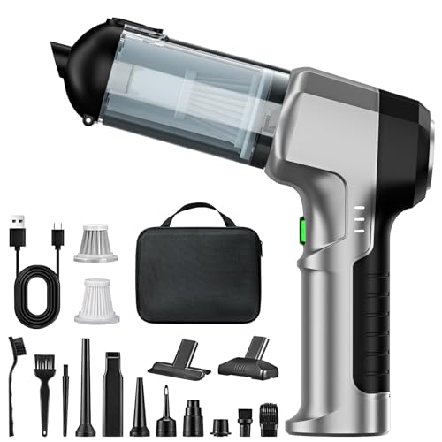 Micisty Handstaubsauger Akku 4-in-1,Auto Staubsauger Stark,25000PA 3-Gang 220000 U/min Handstaubsauger Kabellos,Elektrische Staubgebläse Druckluft für Auto Küche,PC,Sofa,Büro,Haus& Tierhaar Reinigung