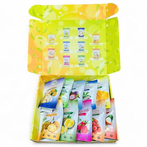 Image of CHAVI Freeze Dried Exotic Tropical Fruits | Pack of 10 | Gift Box - No Added Sugars or Preservatives - Non-GMO, Vegan, Gluten-Free | 180 g | 6.4 oz