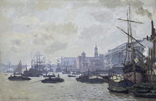 Cuadro en lienzo de El Támesis de Monet para decorar un dormitorio elegante y acogedor