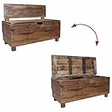 vidaXL Sitzbank mit Staufach Handgefertigt Holzbank Truhenbank Sitztruhe Bank Aufbewahrungstruhe Spielzeugkiste Massives Altholz 86x40x60cm - 5