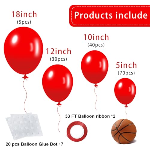 Red Balloons 145 pcs Matte Red Balloons Arch Kit Different Sizes of 18 12 10 5 Inch Latex Balloons for Balloon Garland or Balloon Arch as Birthday Valentines Day baloons Party Decorations by BOMSI - Used condition - Image 2