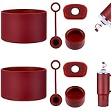 HYZ 8 Piece Accessories for Stanley Cup, Silicone Spill Proof Stopper Set and Protective Boot Including Straw Cover Cap for Stanley H2.0 20oz 30oz 40oz Tumbler, Cranberry