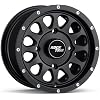 RockTrix RT111 12in ATV Wheel Rim 12x7 Matte Black, 4x156 Bolt Pattern, 4+3 offset, Compatible with Polaris Sportsman RZR Ranger - 4/156