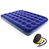 zootop Luftbett, Doppelgröße Aufblasbares Bett PVC Luftmatratze mit Fußpumpe Tragbare Aufblasbare Campingmatratze Beflockte Luftmatratze mit 100kg Maximalgewicht für Erwachsene(191x137x22CM)