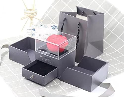 Miniatura 2 de Zbrand Valentine Natural Preserved Rose Jewelry Box with Surprise 100 Languages I Love you Necklace Eteternal Unfade Flowers Jewelry Storage Case