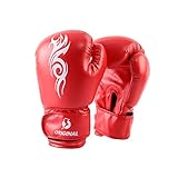LZQpearl Unisex Boxhandschuhe Kinder, Jugendliche, Erwachsene, Trainingshandschuhe Für Boxtraining, Kampfsport, MMA, Sparring Und Fighting Mit Optimaler Stoßdämpfung (Red,8OZ)