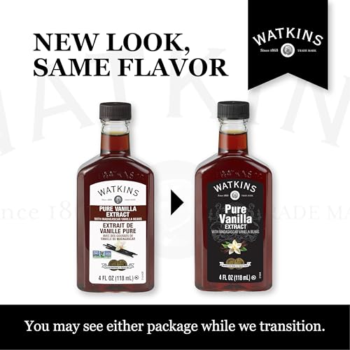Watkins Pure Vanilla Extract, with Madagascar Vanilla Beans, Non-GMO, Kosher, 4 oz. Bottle, 1-Pack