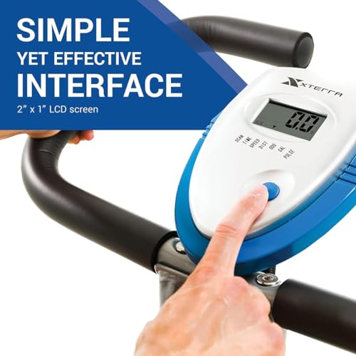 XTERRA Fitness Folding Exercise Bike, 225 LB Weight Capacity, Cordless, Battery Powered with Solid X-Frame Folding Design, Padded Seat and Handlebars, Adjustable Foot Straps, 8 Levels of Resistance by XTERRA - Image 4