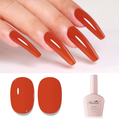 Esmalte de uñas en gel color naranja rojo brillante