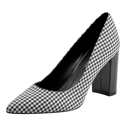 Houndstooth Block-Heel Pump