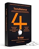 4 HIM TestoBalance - Énergie et Fonction Musculaire - avec Zinc, L-Arginine, Ginseng et Fenugrec - 60 Comprimés Végétaliens