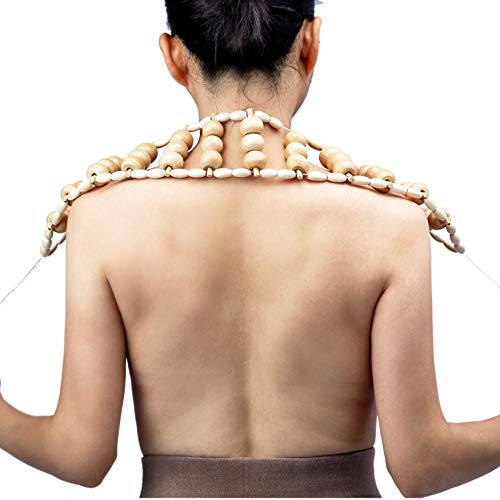 Hovom Wood Back Massage Roller Rope Tool,Lymphatic Drainage,Wood Therapy Massage Tools,Maderoterapia Colombiana,Portable Handheld Rolling, Massage Strap For Back, Neck, Shoulders, Legs (Smooth) #TOP1