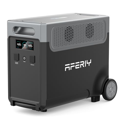 AFERIY LiFePO4 3840Wh Extension Battery Compatible with P310, Solar and Mains Charging, USB-A and Type-C Outputs, 4000W Max, Wheels and Telescopic Han