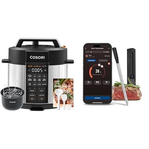 COSORI Pressure Cooker Electric and Wireless Meat Thermometer, 14 Functions(Slow&Rice Cooker, Sous Vide, Cake Maker, etc.), 70% Faster, Non-Stick, 65+ Recipes(Cookbook&Online) option