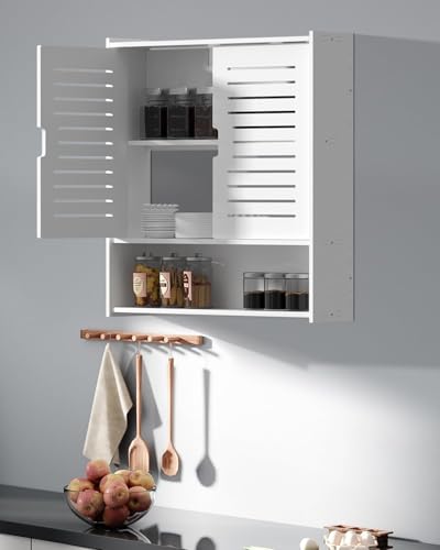 خزانة تخزين للحمام، رف تخزين جداري مكون من 3 طبقات، خزانة أدوية موفرة للمساحة مع باب، خزانة تخزين فوق المرحاض لغرفة الغسيل والمطبخ وغرفة المعيشة من يو هووم