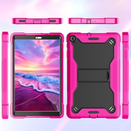 Fingic BC-T386-05-FBA Samsung Galaxy Tab A 10.1 2019 Case(Sm-T510/T515/T517)Heavy Duty High-Impact Hybrid Shockproof Slim Soft Silicone Rugged Hard Pc Bumper Anti-Scratch Stand Protective Tablet Case,Black+Rose Red thumb #2