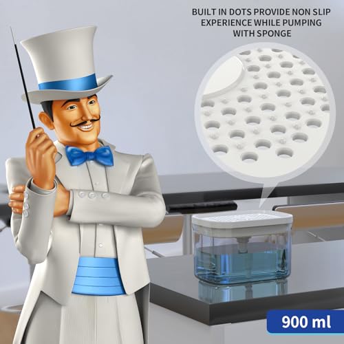 Image of MR.SIGA Dish Soap Dispenser with Sponge Holder for Kitchen, White