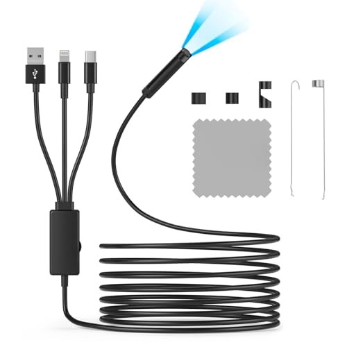 ZOIOT Endoscope Camera 1920p HD 6 LED Lights IP67 Waterproof 8mm Endoscopy Camera 6.5ft Black USB