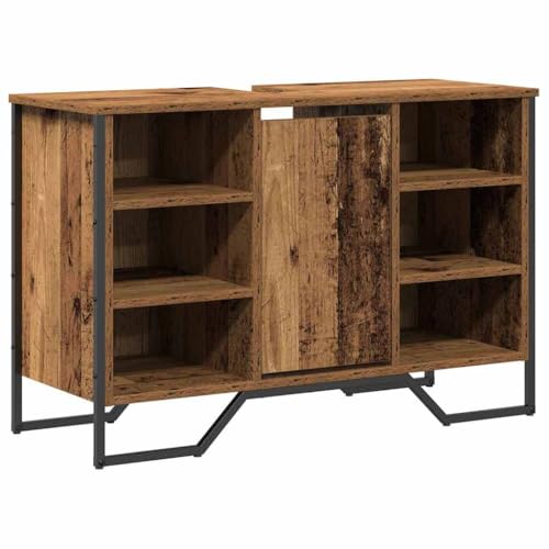 vidaXL Gabinete de Lavabo de baño Madera Antigua 91X35X60 cm para Muebles de Almacenamiento duraderos y estilosos, rústico, sólido, Metal, Reciclado, Estante, casa, sostenible, Cocina