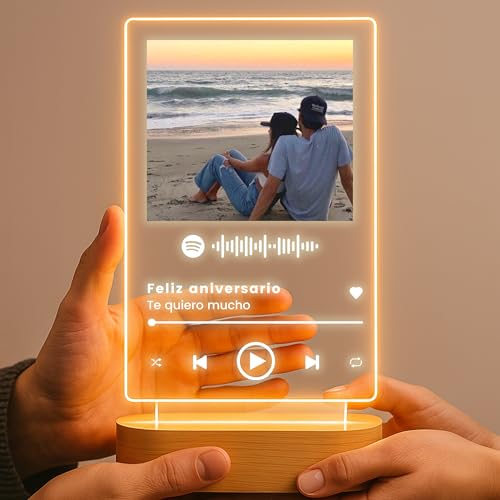 Miniatura 6 de Cristal Plaque Lamparas Personalizadas Con Foto Personalizada Spotify - Placa Cancion Spotify Con Luz Led Regalo Original Personalizado Para Parejas Y Ocasiones Especiales