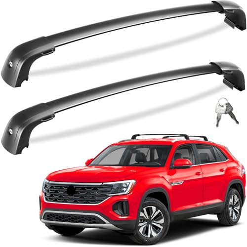 Tuyoung Roof Rack Cross Bars Compatible with Volkswagen VW Atlas Cross Sport 2020-2026, 220lbs Lockable Heavy Duty Anti-Theft Aluminum Rails Crossbars Cargo Carrier Bag