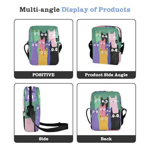 Colorful Cats messenger bag for women crossbody shoulder bag men Purses Cross Body Bag Adjustable Strap for Casual School4