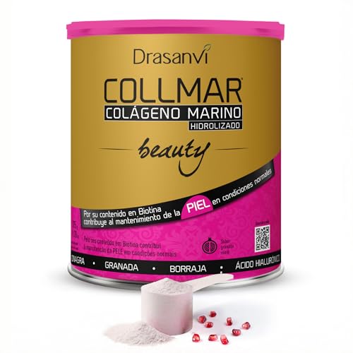 DRASANVI COLLMAR BEAUTY COLAGENO MARINO PARA LA PIEL | Colageno Hidrolizado con Vitamina C Natural, Biotina y Acido Hialuronico| Piel Bonita e Hidratada| Sabor Granada | 275 GR