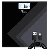 himaly Digital Body Weight Scale, Type C Rechargeable Bathroom Scale with Step-On Technology, Back Light Display, Digital Weight Scale, 400Ibs/180kg Capacity, 6mm Tempered Glass
