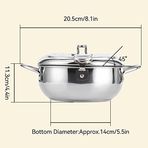 Fritteuse mit Öl Kaltzonen Technologie 2200ml Edelstahl Japanische Tempura Frittiertopf mit Thermometer und Öl Abtropfgestell, Klein Fryer für Pommes Frites, Fisch und Knuspriges Fleisch – Bild 4