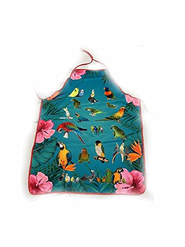 Tablier de cuisine perroquet chic 80 x 60 cm et son porte-clés résistant assorti