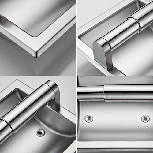 Sagetta Stainless Steel Recessed Toilet Paper Holder Full Metal, Contemporary Hotel Style Wall Heavy Duty - Inset Toilet Tissue Holder Includes Rear Mounting Bracket (Brushed Nickel) #TOP1